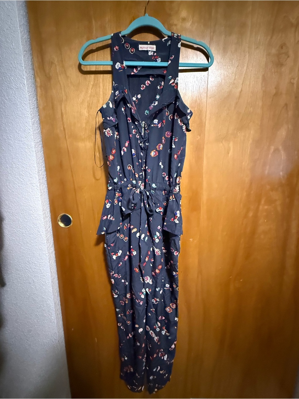 Rebecca Taylor Navy Floral Sleeveless Jumpsuit